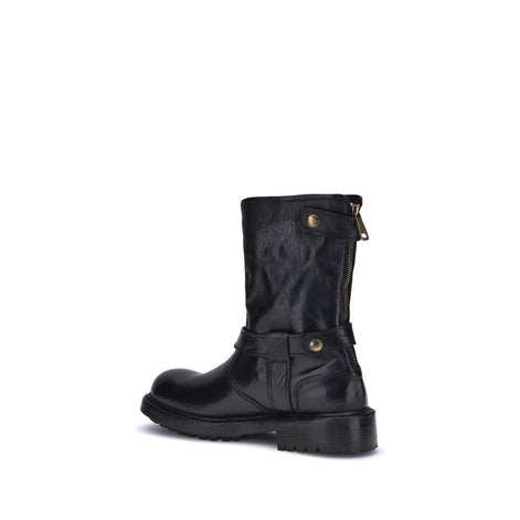 Dolce & Gabbana Black Calf Leather Bos Taurus Lace-Up Boots Dolce & Gabbana
