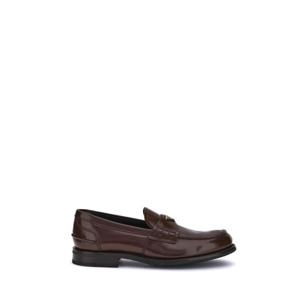 Prada Brown Calf Leather Bos Taurus Slip-On Loafers Prada