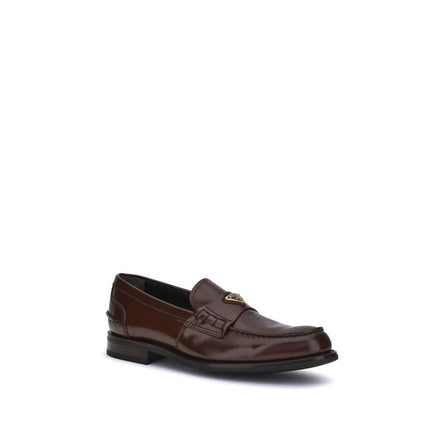 Prada Brown Calf Leather Bos Taurus Slip-On Loafers Prada