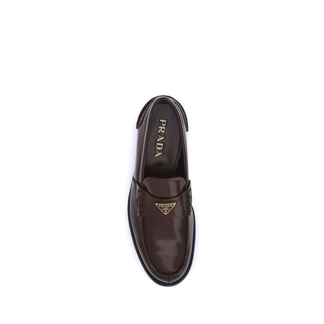 Prada Brown Calf Leather Bos Taurus Slip-On Loafers Prada