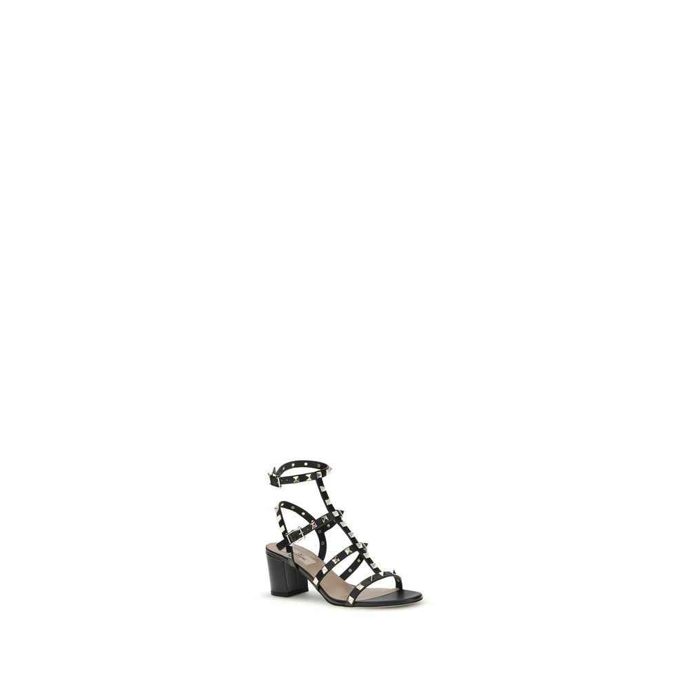 Valentino Garavani Black Calf Leather Bos Taurus Platform Sandals Valentino Garavani