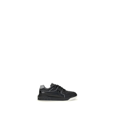 Valentino Garavani Black Calf Leather Bos Taurus Low Top Sneakers Valentino Garavani