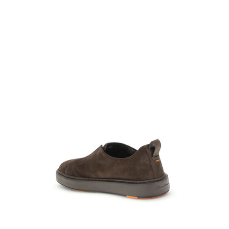 Santoni Brown Calf Leather Bos Taurus Low Top Sneakers Santoni