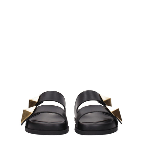 Valentino Garavani Black Leather Slippers Valentino Garavani
