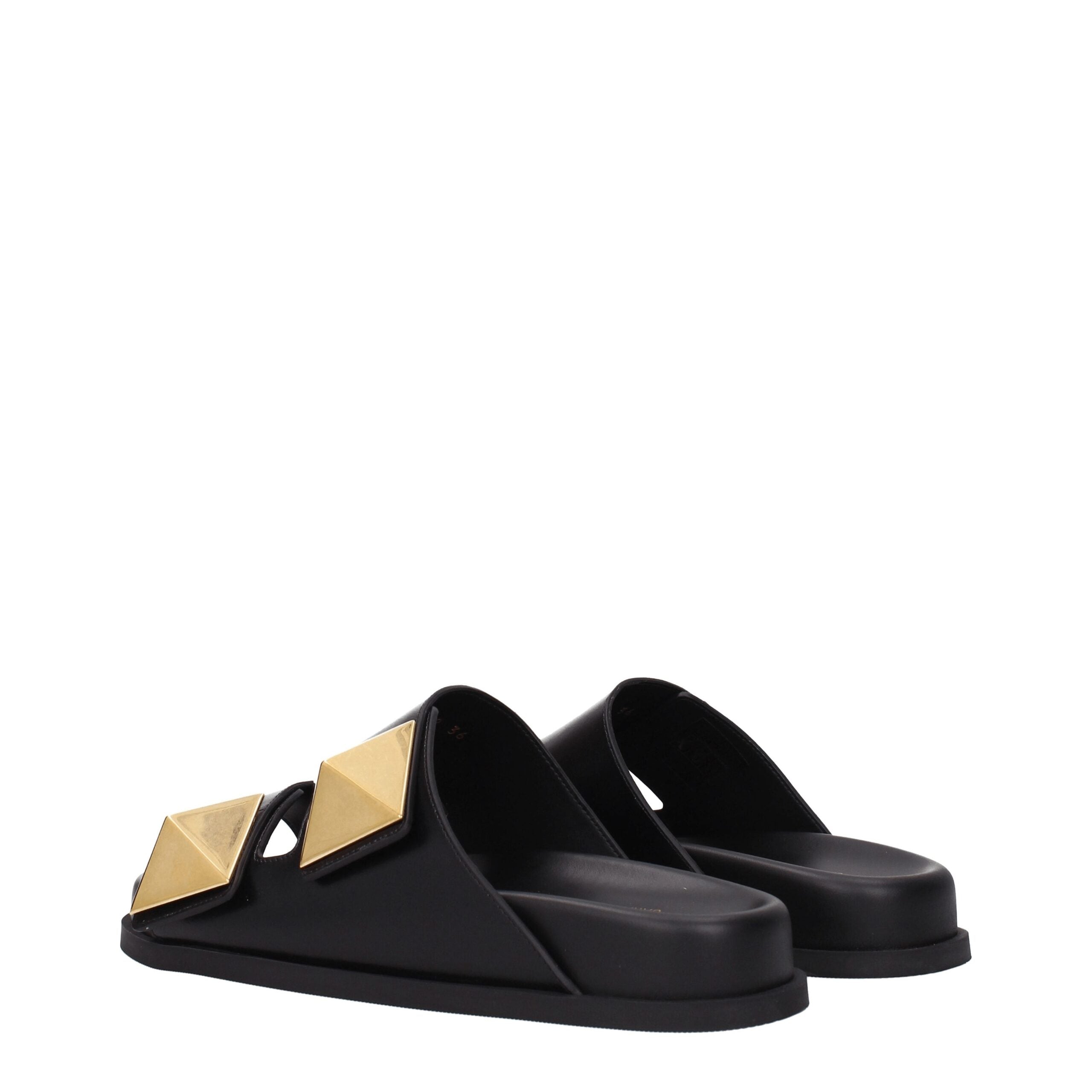 Valentino Garavani Black Leather Slippers Valentino Garavani