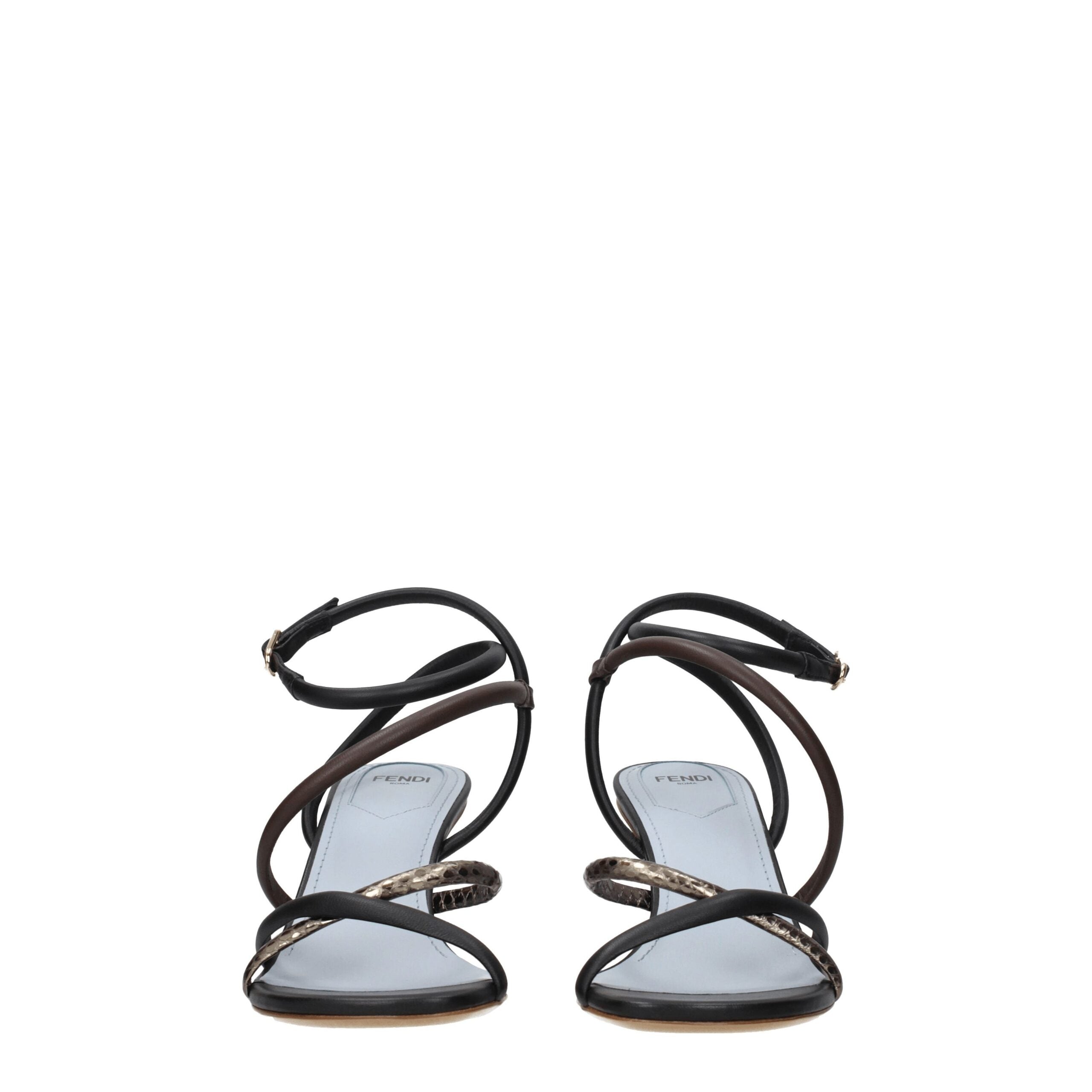 Fendi Multicolor Leather Flat Sandals Fendi