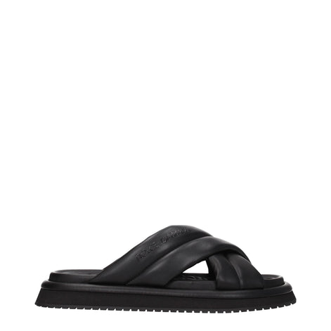 Dolce & Gabbana Black Leather Slippers Dolce & Gabbana