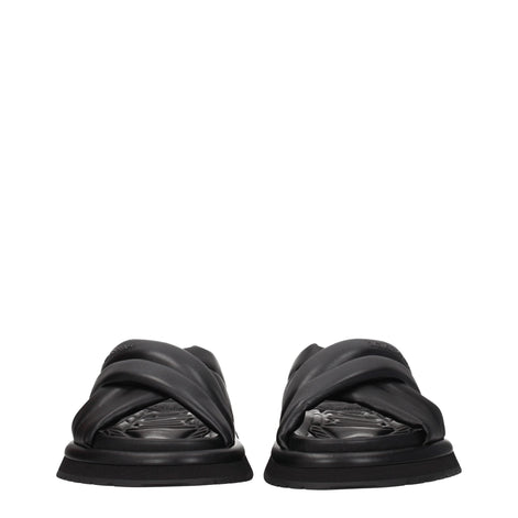 Dolce & Gabbana Black Leather Slippers Dolce & Gabbana