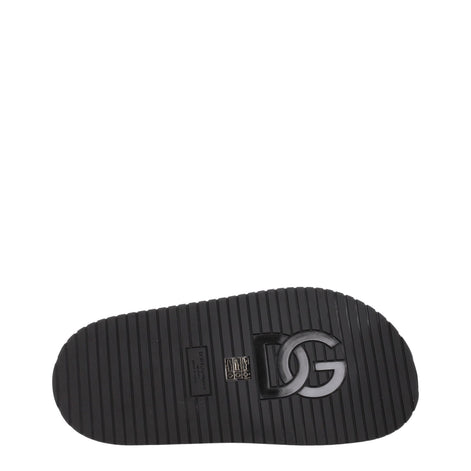 Dolce & Gabbana Black Leather Slippers Dolce & Gabbana