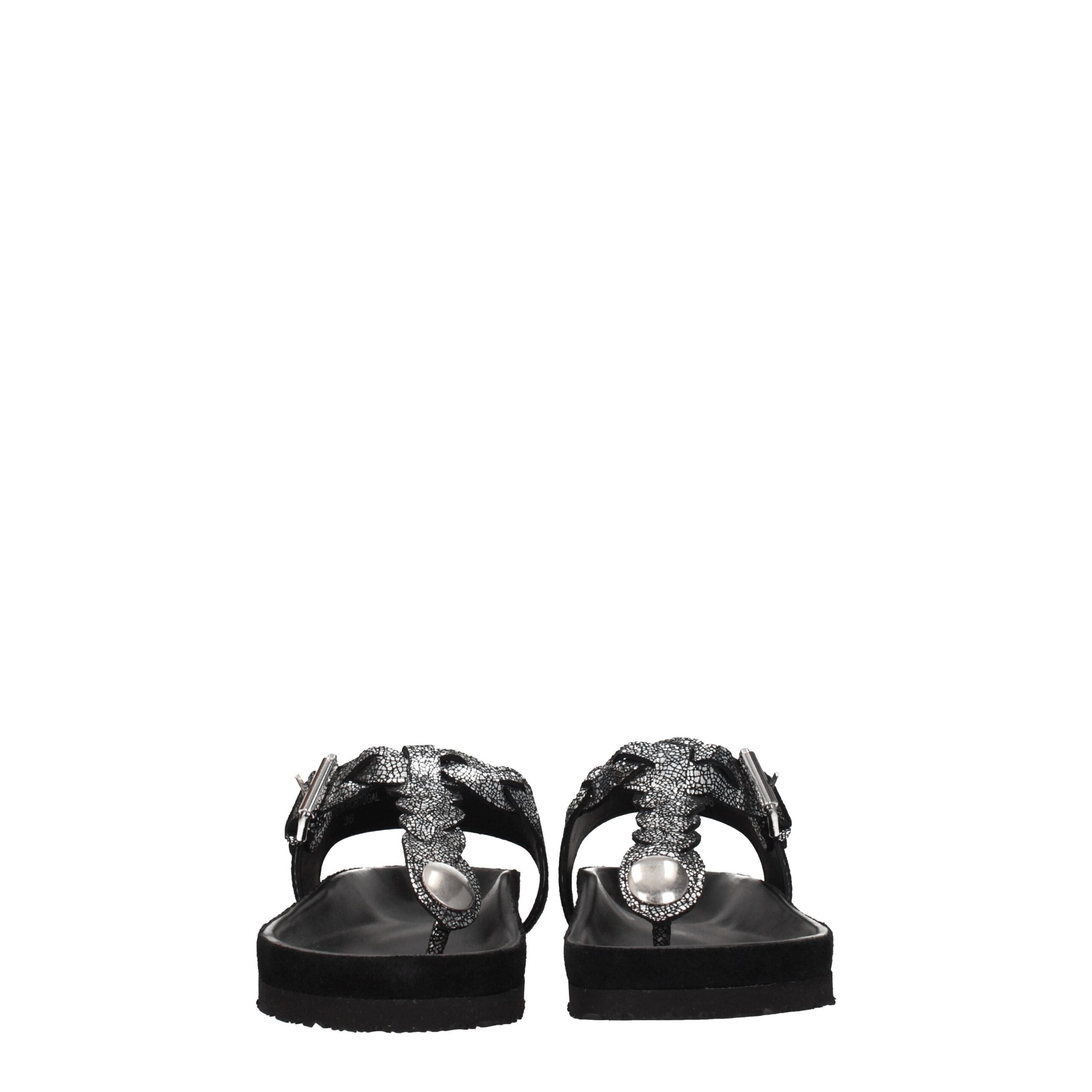 Isabel Marant Black Leather Flip-Flop Sandals Isabel Marant