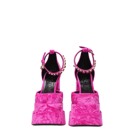 Versace Pink Velvet Platform Sandals Versace