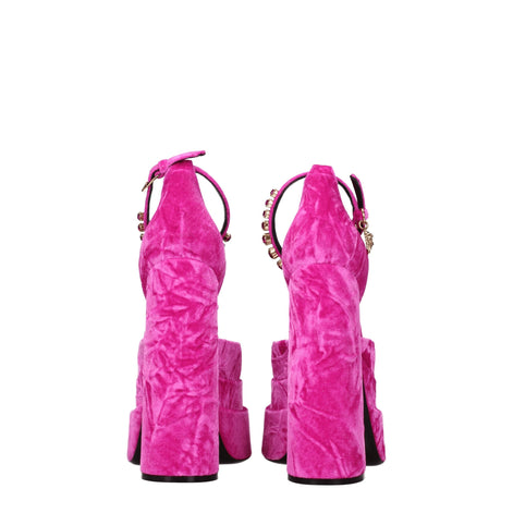 Versace Pink Velvet Platform Sandals Versace