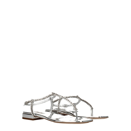 Miu Miu Gray Leather Flip-Flop Sandals Miu Miu