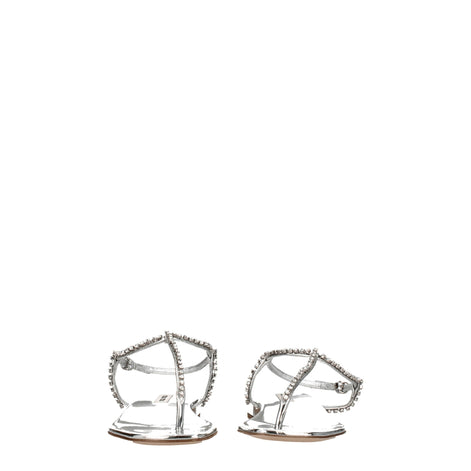 Miu Miu Gray Leather Flip-Flop Sandals Miu Miu