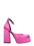 Versace Pink Satin Platform Pumps Versace