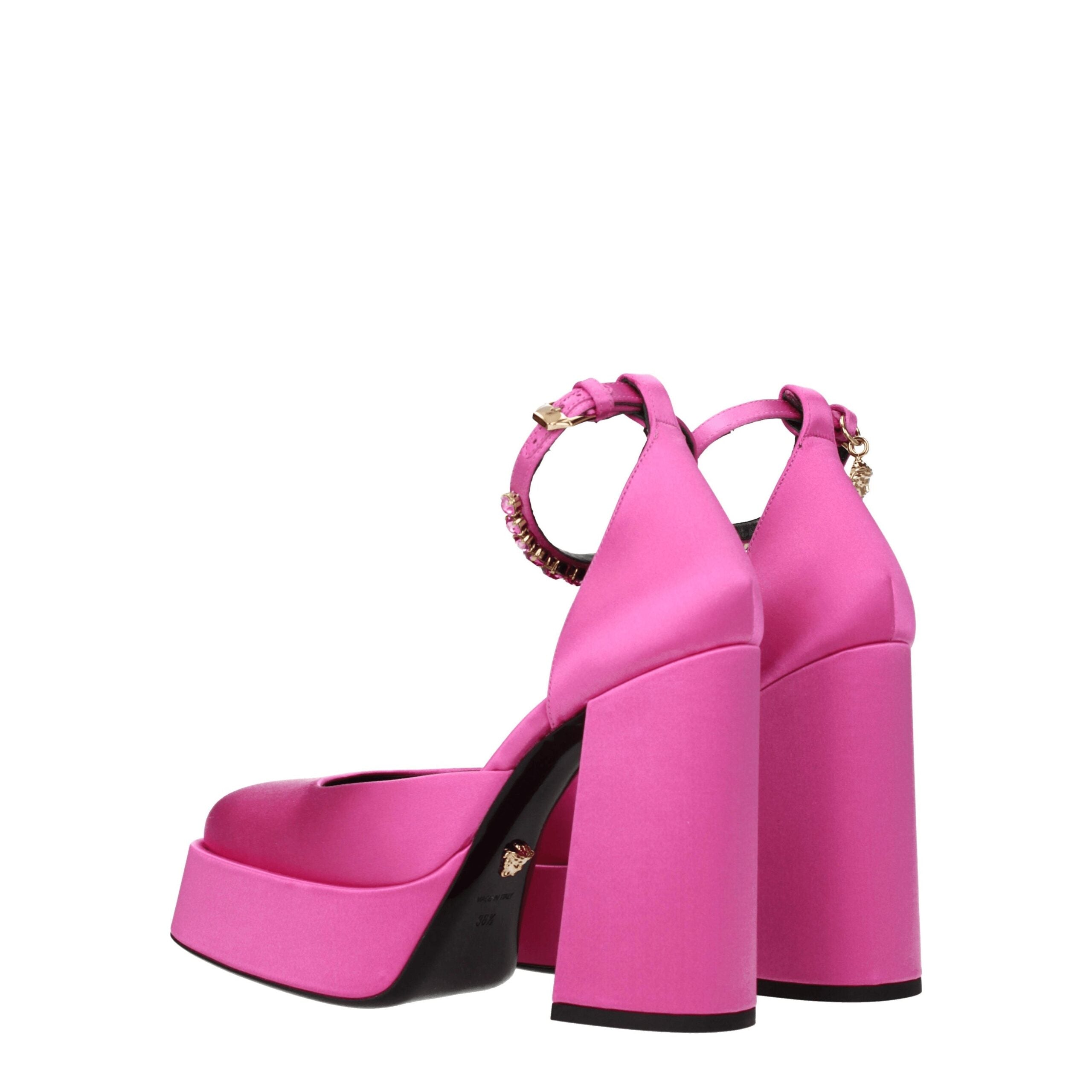 Versace Pink Satin Platform Pumps Versace