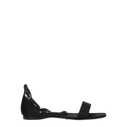 Max Mara Black Satin Flat Sandals Max Mara