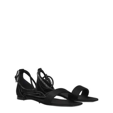 Max Mara Black Satin Flat Sandals Max Mara