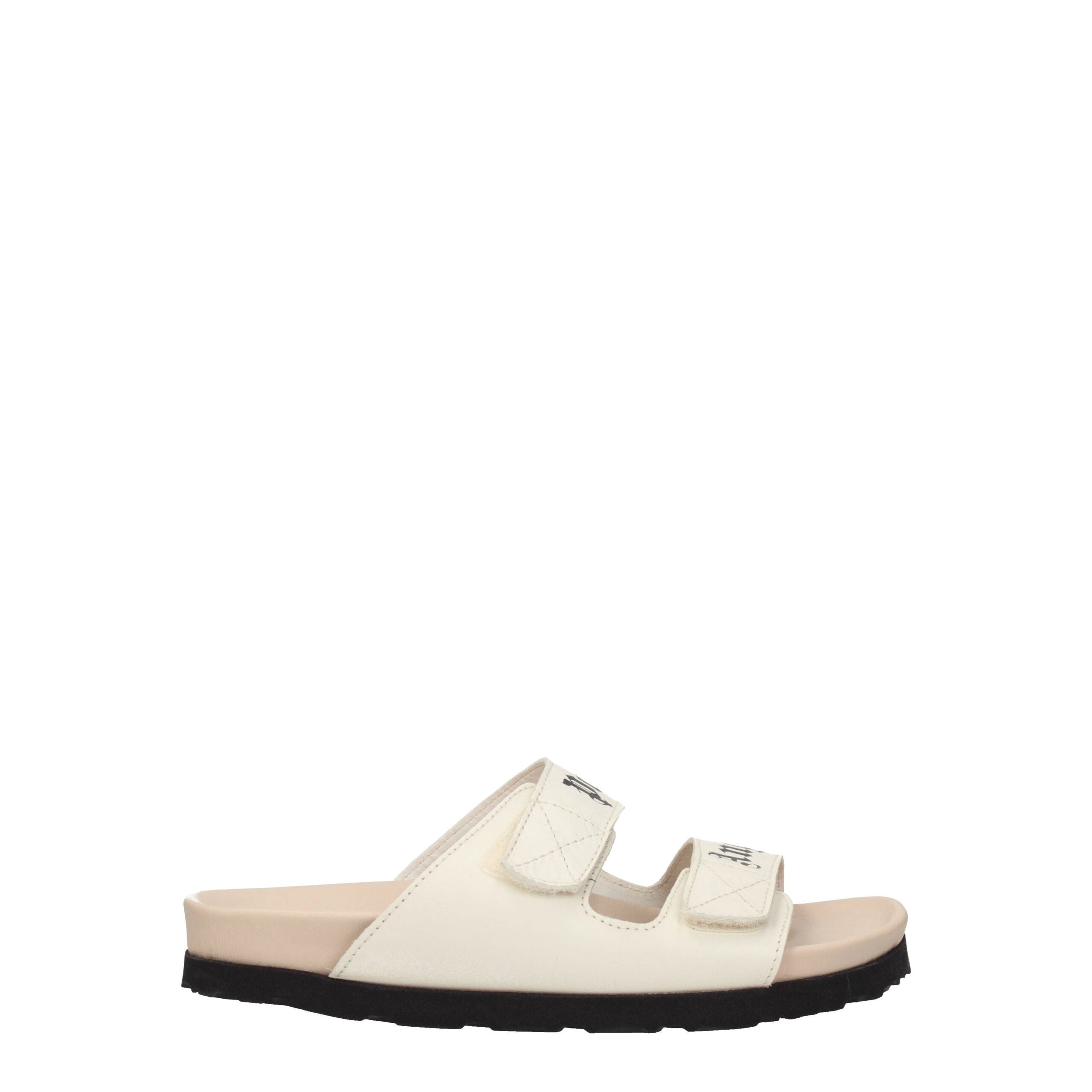 Palm Angels Beige Leather Flat Sandals Palm Angels