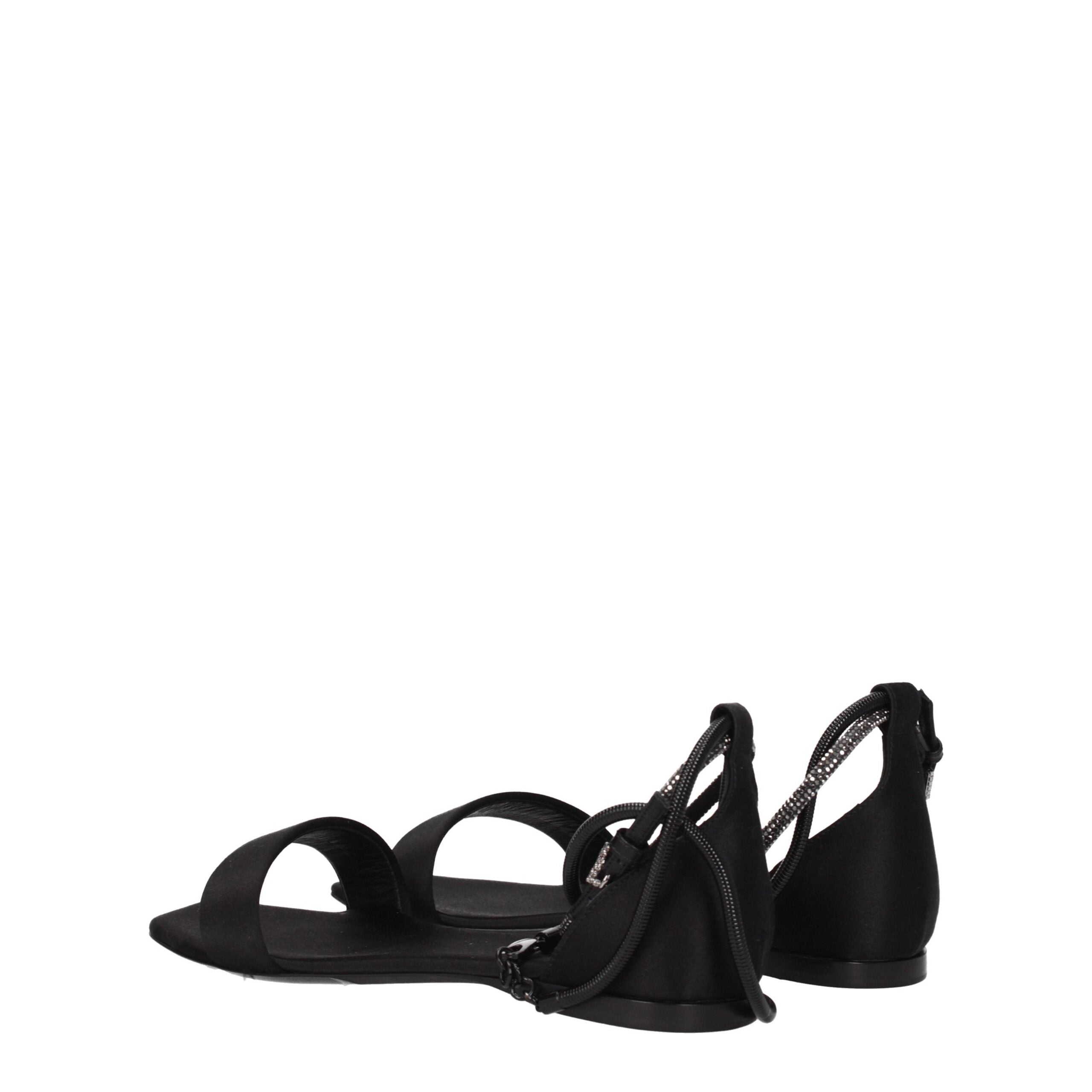 Max Mara Black Satin Flat Sandals Max Mara