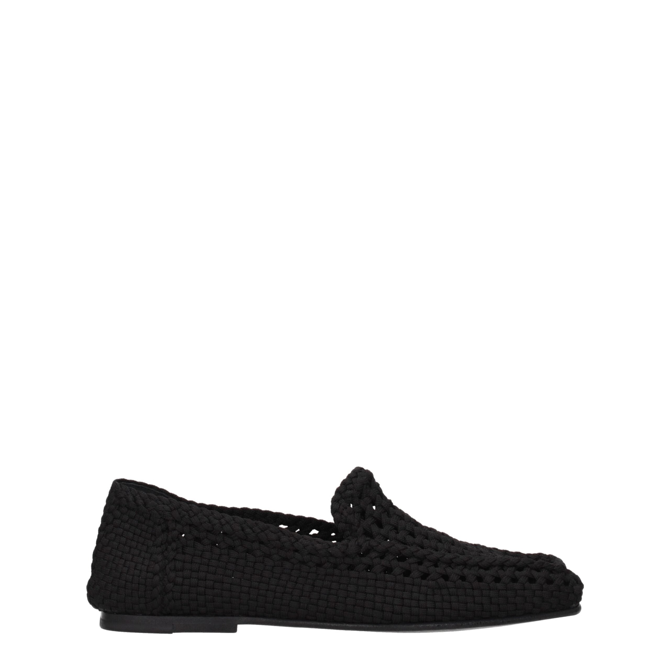 Dolce & Gabbana Black Fabric Slip-On Loafers Dolce & Gabbana