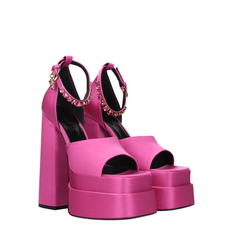 Versace Pink Satin Platform Sandals Versace