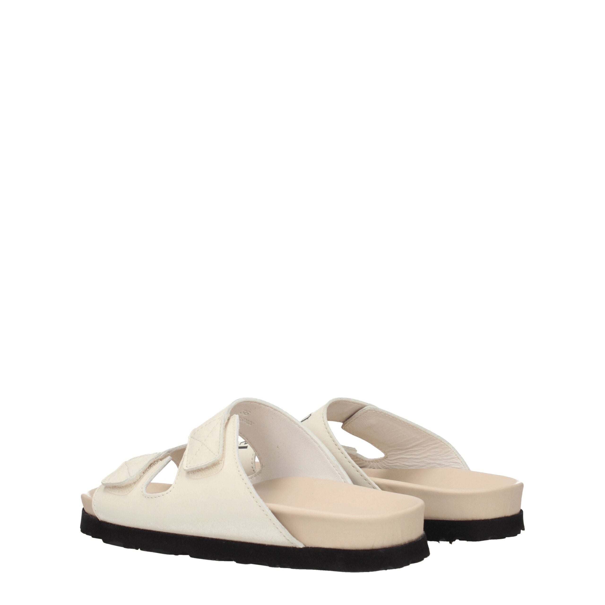 Palm Angels Beige Leather Flat Sandals Palm Angels