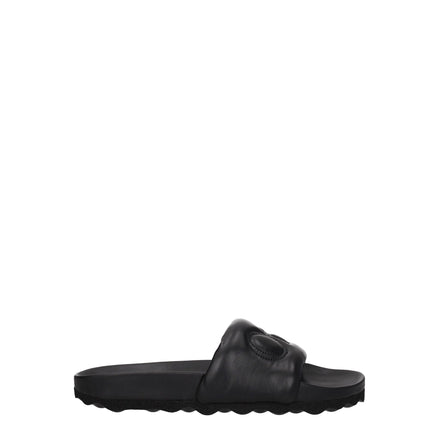 Off-White Black Leather Slippers Off-White