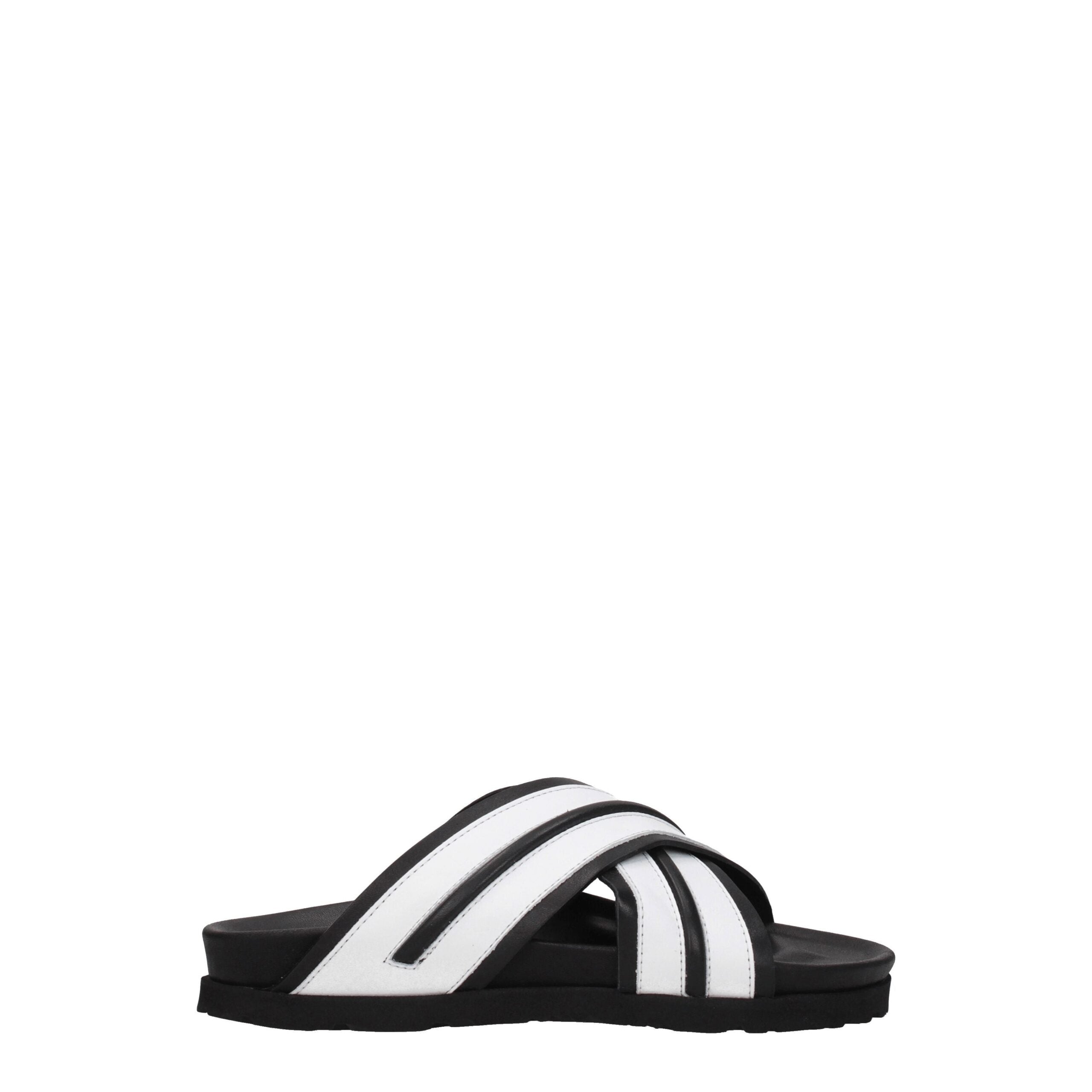 Palm Angels White Leather Slippers Palm Angels