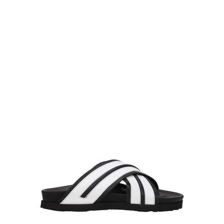 Palm Angels White Leather Slippers Palm Angels