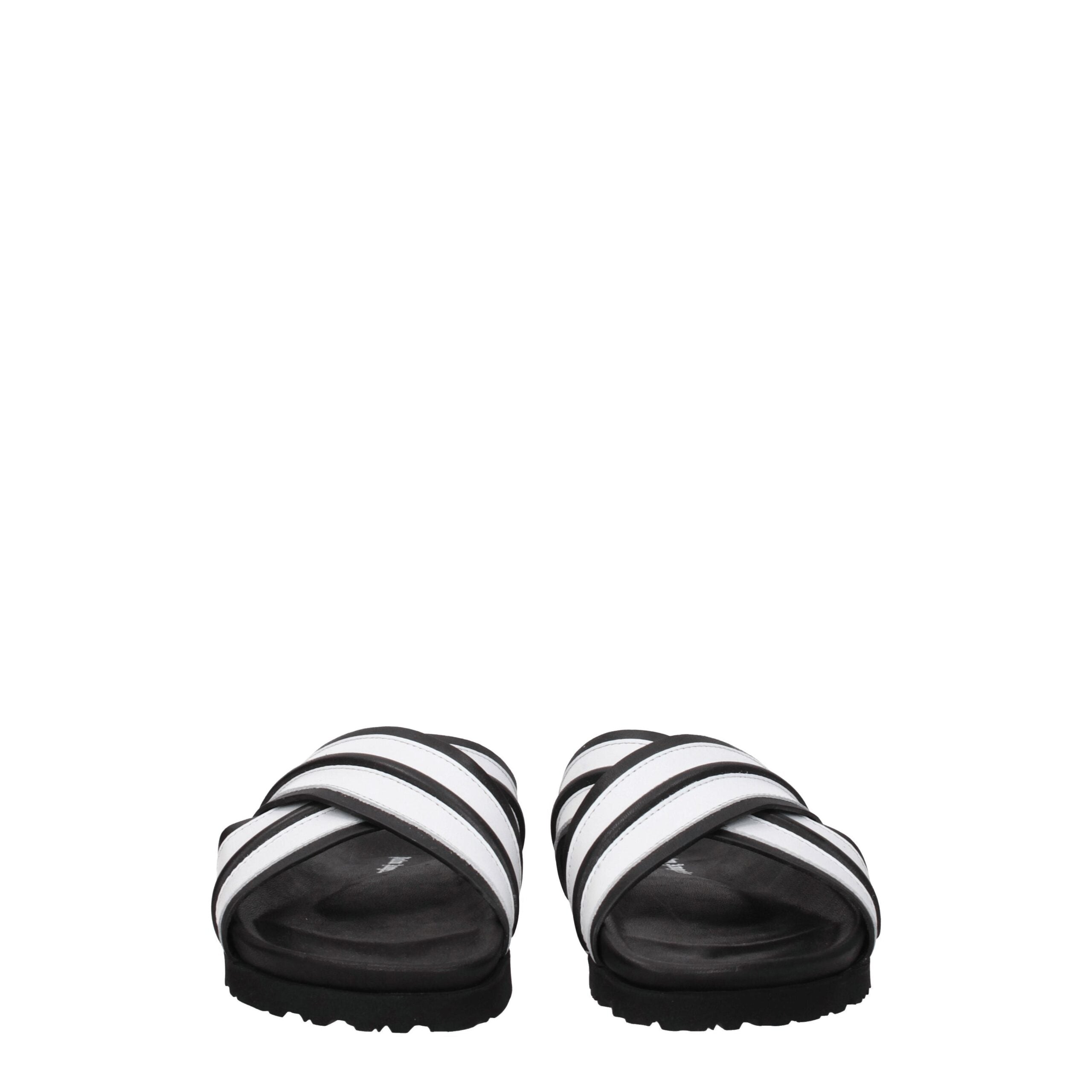Palm Angels White Leather Slippers Palm Angels