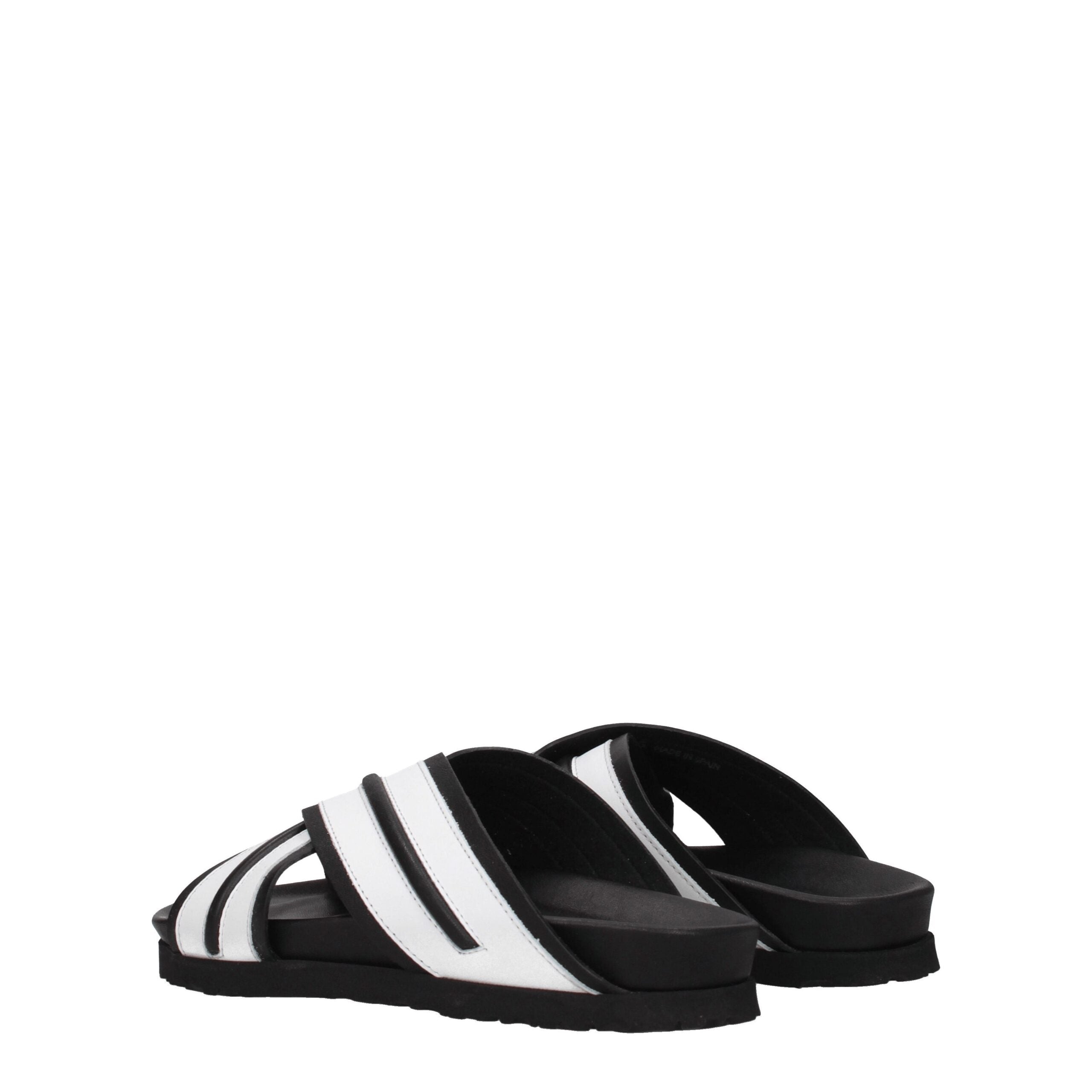 Palm Angels White Leather Slippers Palm Angels