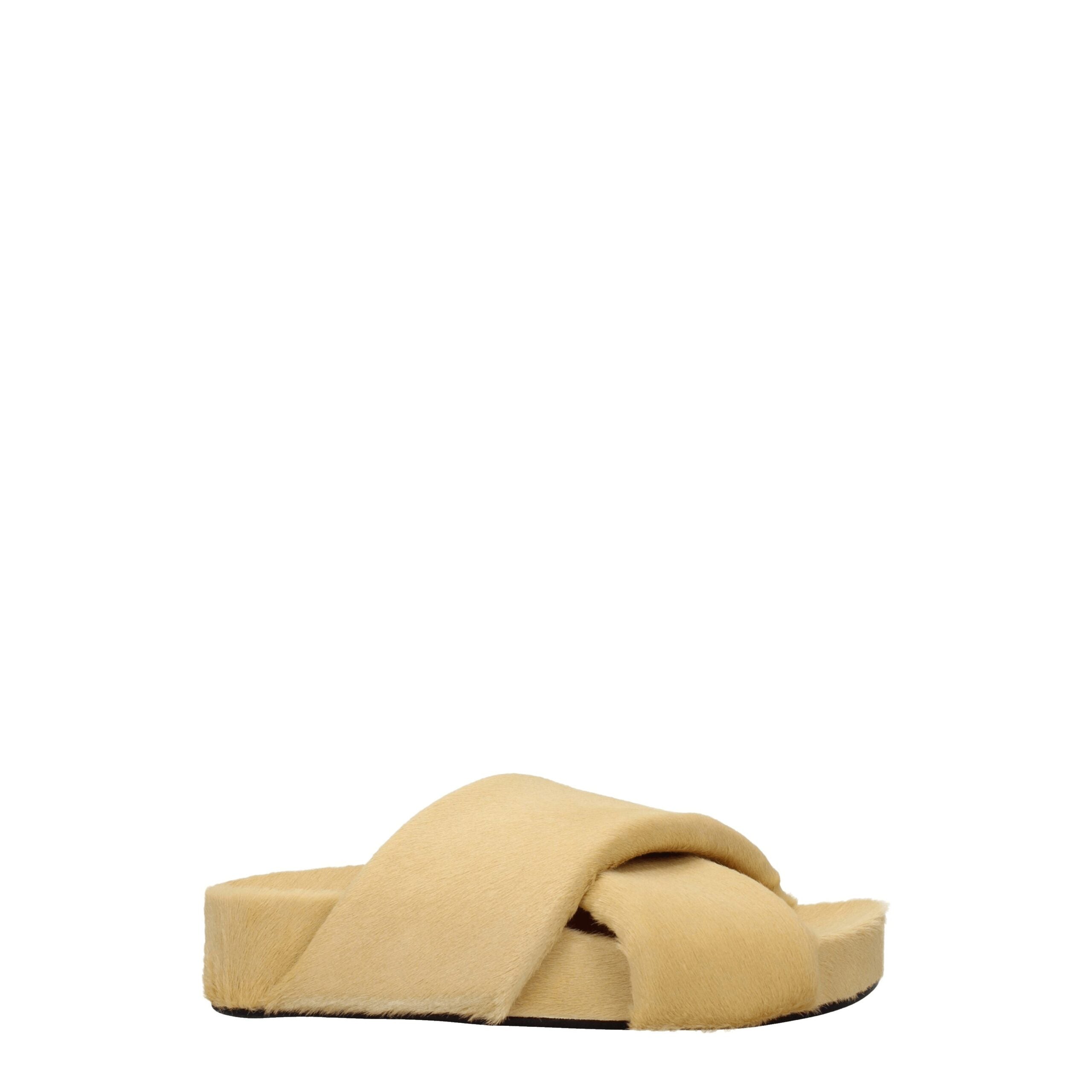 Jil Sander Beige Horsehair Slippers Jil Sander