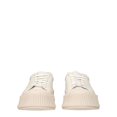 Jil Sander Beige Leather Platform Sneakers