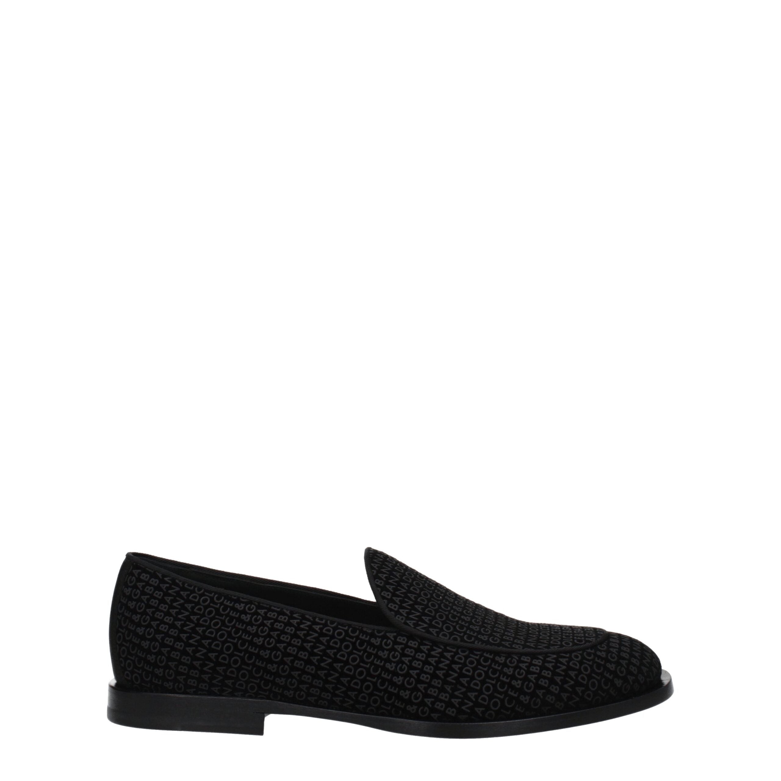 Dolce & Gabbana Black Velvet Slip-On Loafers Dolce & Gabbana
