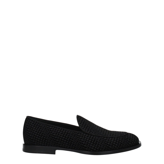 Dolce & Gabbana Black Velvet Slip-On Loafers Dolce & Gabbana