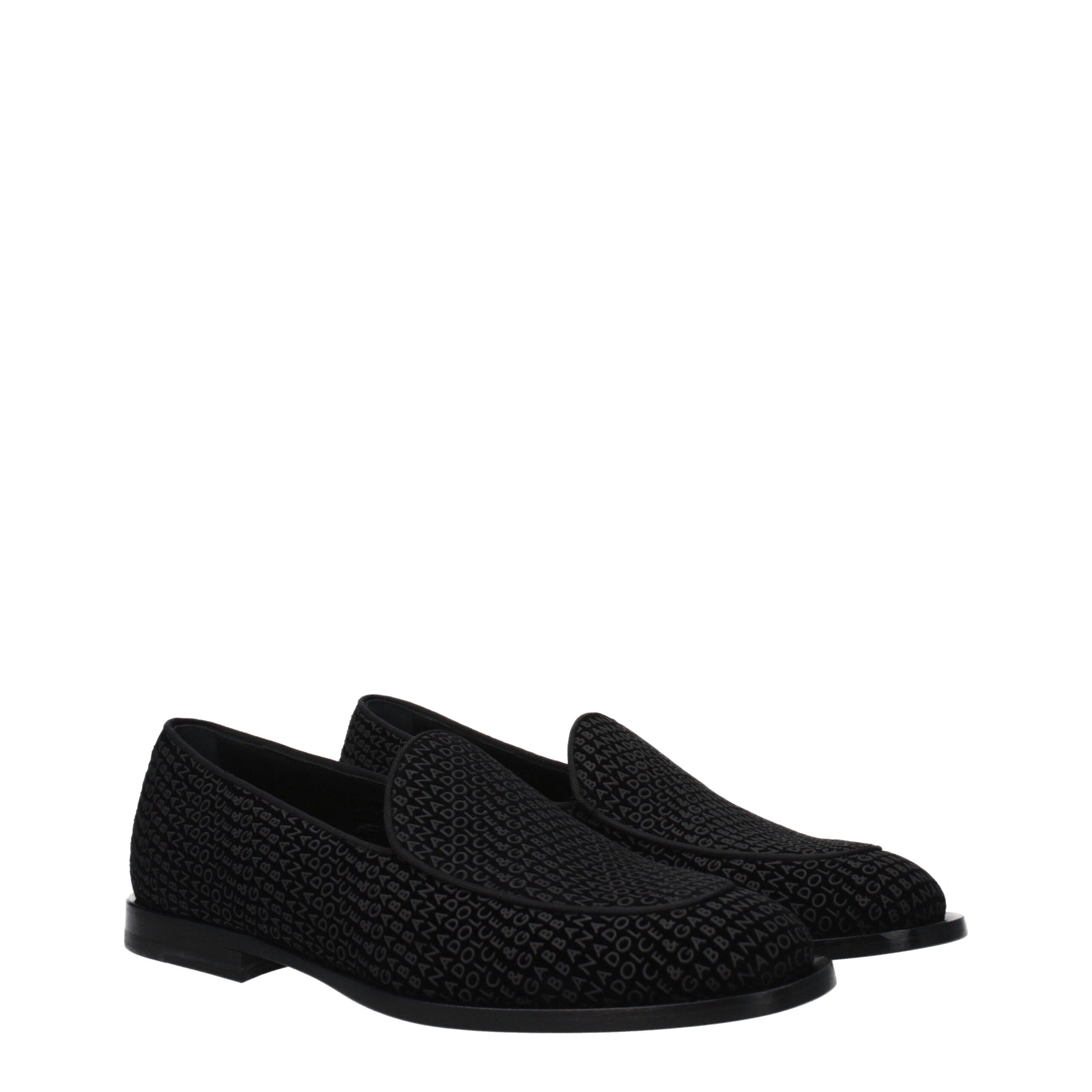 Dolce & Gabbana Black Velvet Slip-On Loafers Dolce & Gabbana