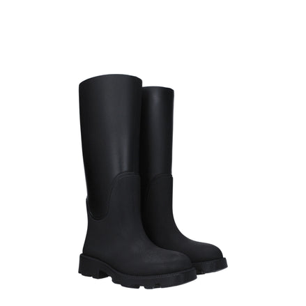Burberry Black Cotton Rain Boots Burberry