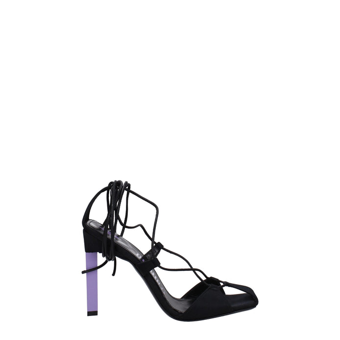 The Attico Black Fabric Stiletto Heel Sandals The Attico