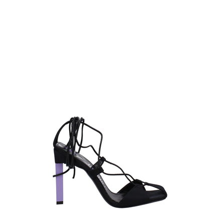 The Attico Black Fabric Stiletto Heel Sandals The Attico