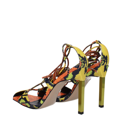 The Attico Orange Leather Stiletto Heel Sandals The Attico
