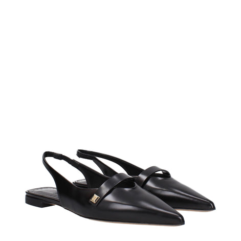Max Mara Black Leather Ballet Flats Max Mara