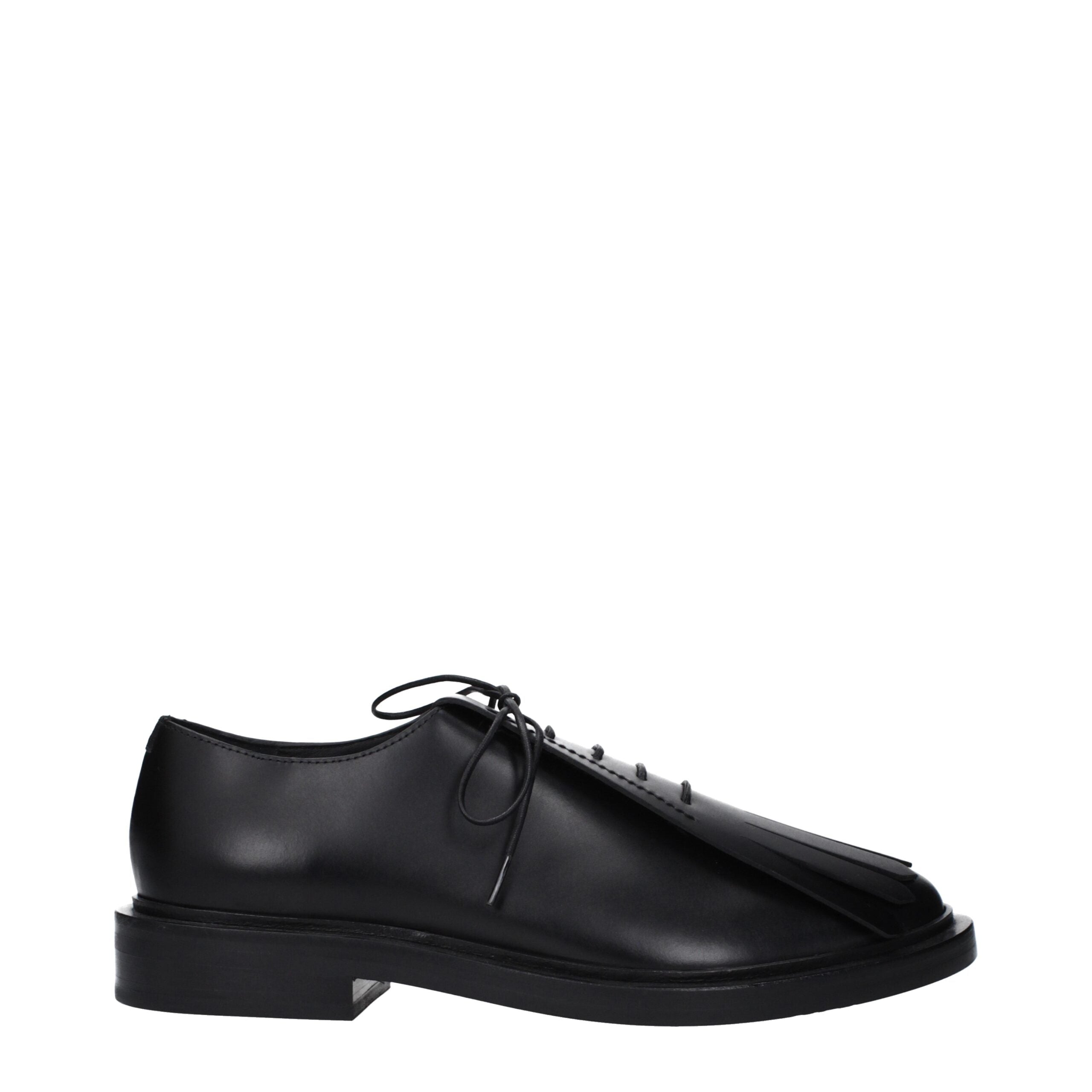 Max Mara Black Leather Oxfords And Derbies Max Mara
