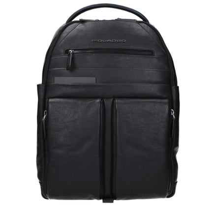 Piquadro Black Leather Backpack Piquadro