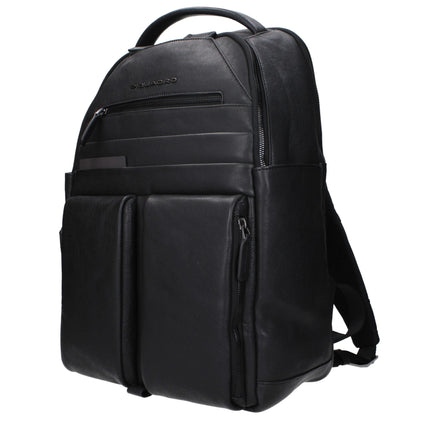 Piquadro Black Leather Backpack Piquadro