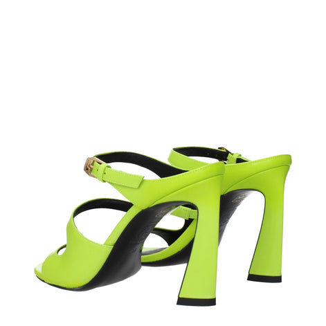 Versace Green Leather Stiletto Heel Sandals Versace