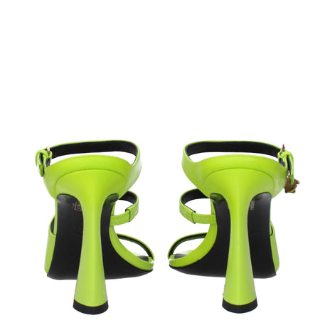 Versace Green Leather Stiletto Heel Sandals Versace