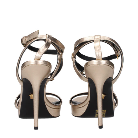 Versace Gold Leather Stiletto Heel Sandals Versace