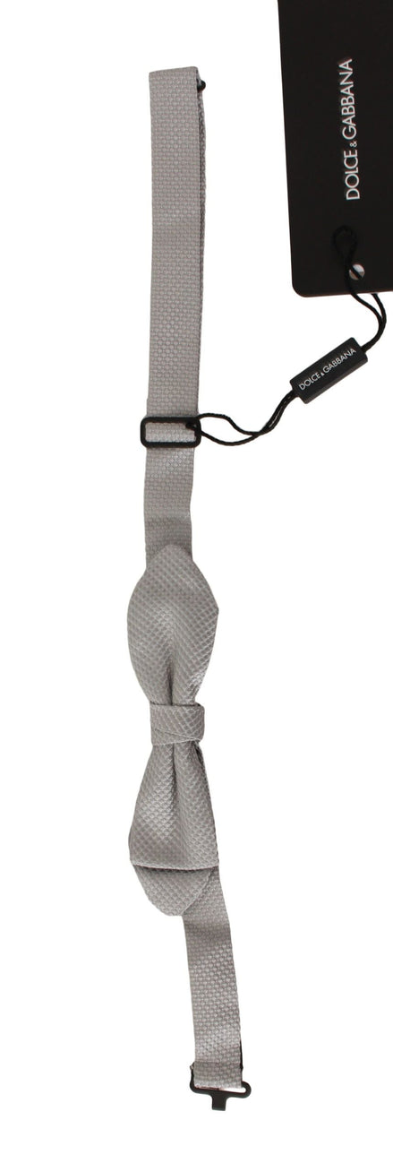 Dolce & Gabbana Gray 100% Silk Faille Adjustable Neck Bow Tie Papillon Dolce & Gabbana