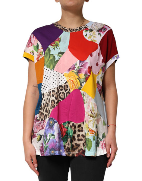 Dolce & Gabbana Multicolor Patchwork Cotton Silk Blouse Top Dolce & Gabbana